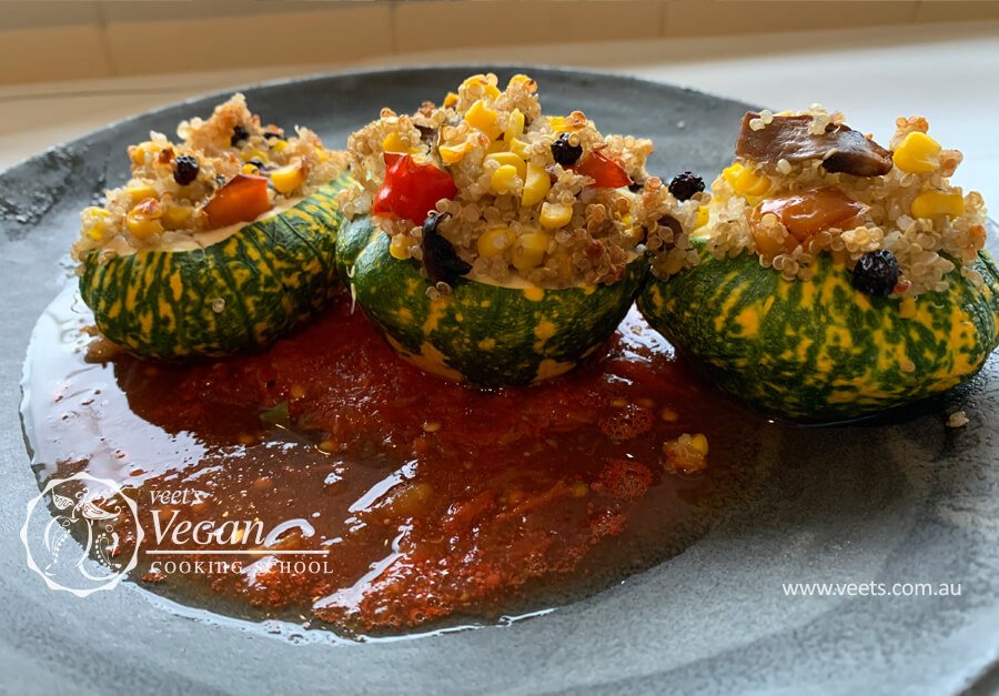 quinoa-filled-zuuchini-main.jpg Quinoa, Mushroom, Corn and Red Capsicum Filled Zucchini