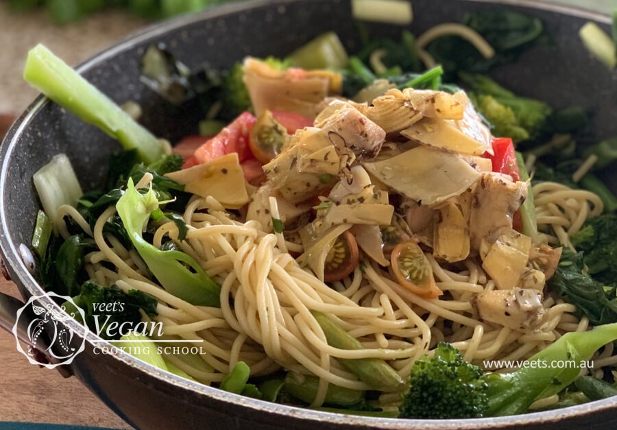spaghetti-salad-with-artichokes.jpg Spaghetti Salad with Artichokes and Green Veg
